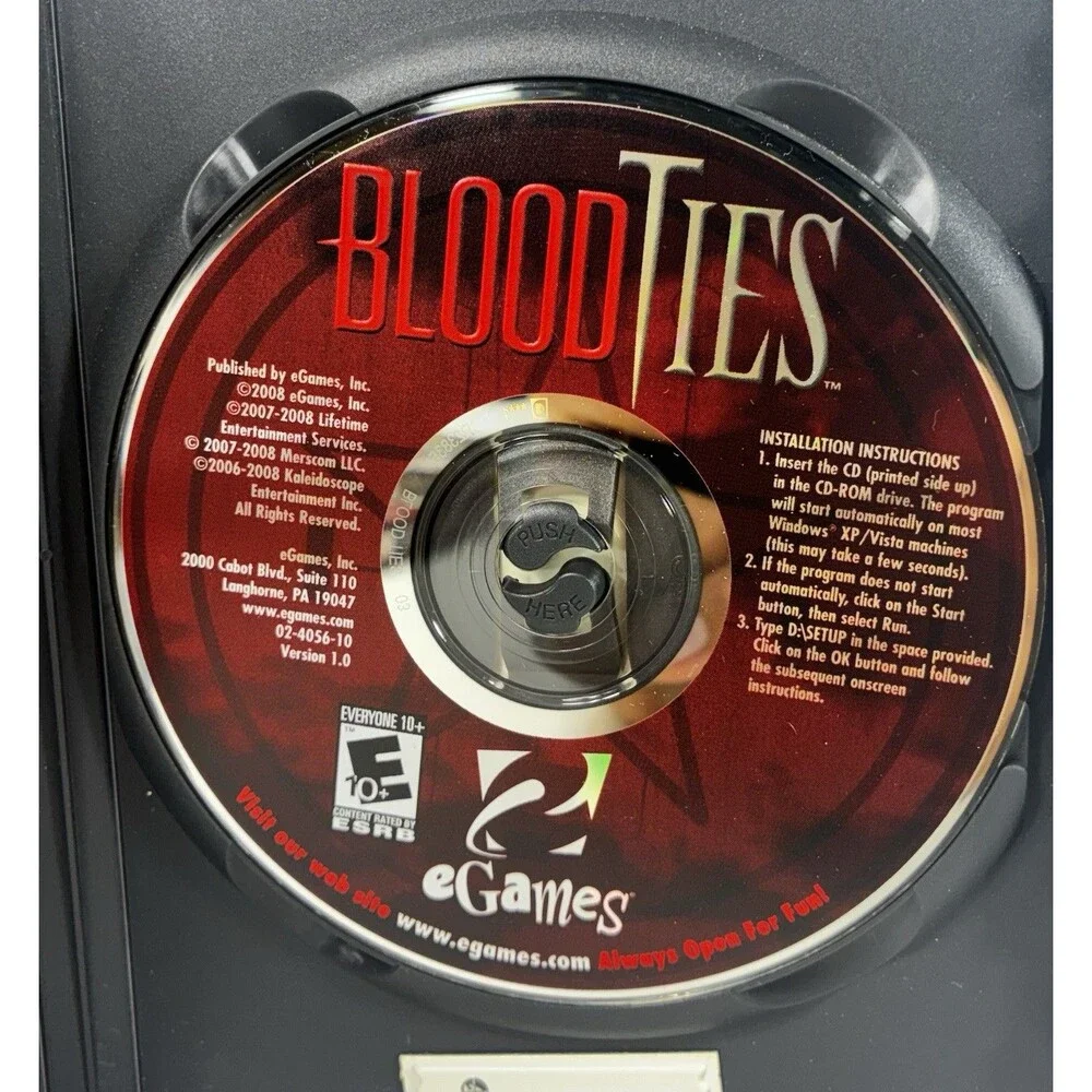 Blood Ties PC CD-ROM Vintage 2000 eGames PC Game Tested